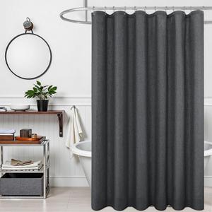 KOUFALL Dark Grey Shower Curtains for Bathroom Set with Hooks,Waterproof Linen Cloth Fabric Shower Curtain,Charcoal Grey,72x72 Inch