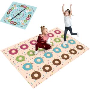 Donut Party Game with 59 x 41 Inches Donut Mat Spinner Quadruped Piata Decorations Candy Spa Party Game Sleepover Girls