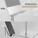 Tablet Stand Height Angle Adjustable, Eye-Level Desktop iPad Stands Tablet Holder for Home Office, Cradle Dock for iPad Pro 12.9, Air Mini 4, Kindle, E-Reader, Nexus, iPhone (4-13'') Silver