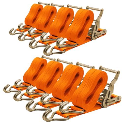 SALUINOKI 8Pack Ratchet Straps Heavy Duty 2 inch x 15ft Tie Down Flatbed for Truck Straps with 2200lbs Working Load, 10000lbs Break Strength Cargo