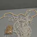 Mkono Macrame Hanging Photo Display Wall Decor with String Lights, Boho Wooden Beads Garland Collage Picture Card Frame Holder with 45 Clips for Bedroom Living Room Dorm, Teen Girls Christmas Gifts (Large, Ivory)