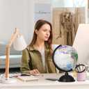 KISEER 8 Inch World Globe with Stand Rotating Earth Spinning Globe for Kids Geography Classroom Education or Decorations (White)