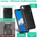 2 x ONES for iPhone Xs Max PU Leather Case Four Corner Airbags Anti-Fingerprint TPU Bumper Non-Slip Wireless Charging Sturdy Impact Absorb Shockproof Hard Cover - Black