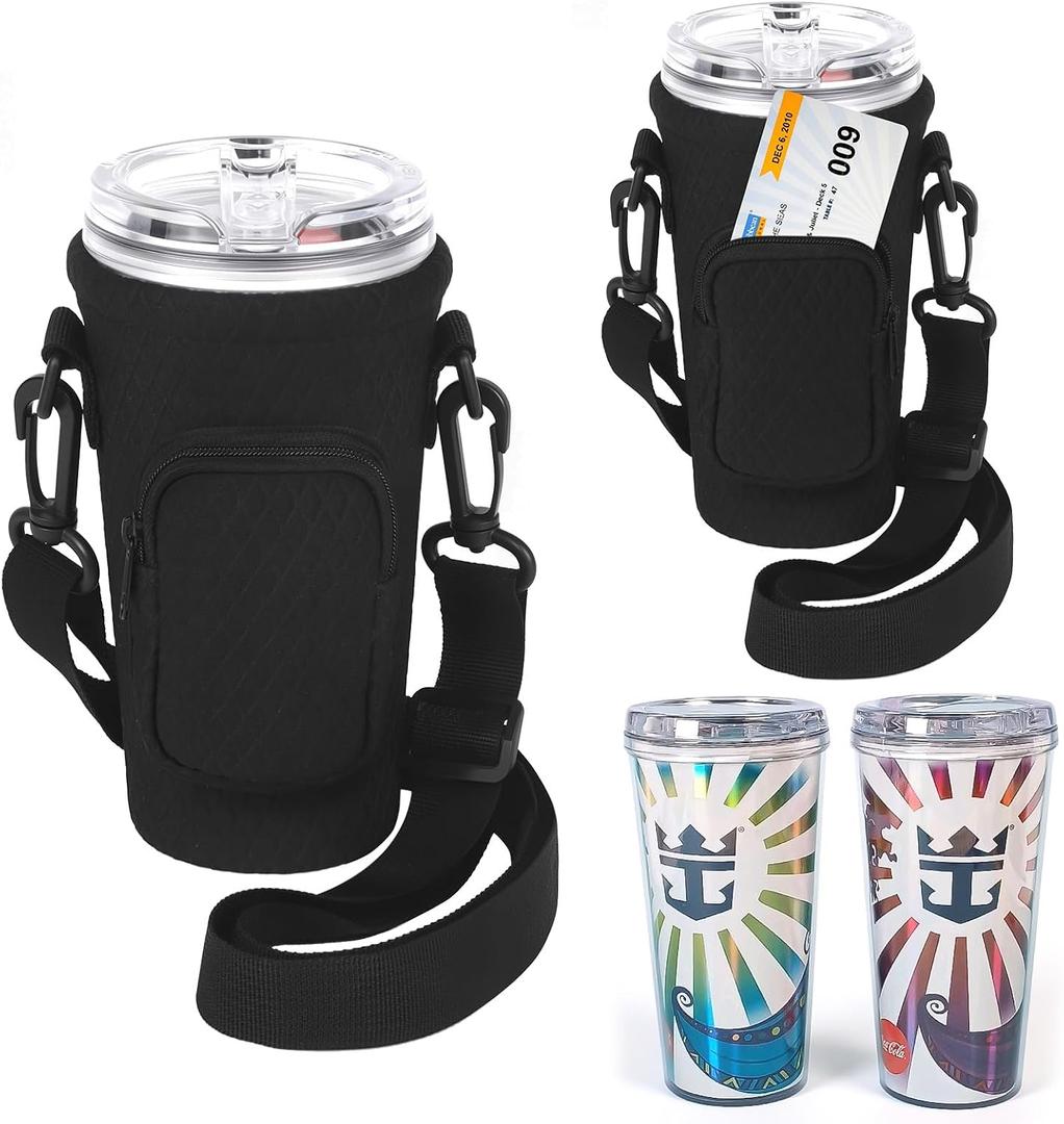 Royal Caribbean Cruise Essentials 2025 2Pack Neoprene Drink Sling + Cruise Card Holder, HandsFree Cup Holder for Royal Caribbean
