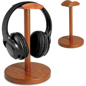 Walnut Wood headphone Stand with Storage Base,Suitable for Universal Desktop Stands for Gaming Headphones, Compatible with Bose,Sony,and Sennheiser,Jabra etc
