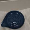 LAUCHUH Spoon Rest for Stove Top, Ceramic Spoon Holder for Kitchen Countertop, Large Cooking Utensil Rest for Spatula, Spoons or Tongs, Heat-Resistant Framhouse Decor for Mother's Day, Blue, 5 Inches