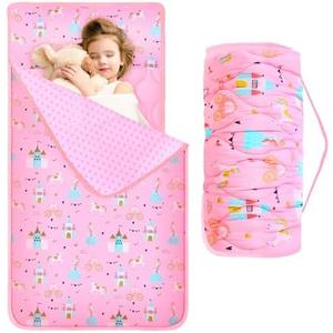 Oudain Nap Mat for Preschool Toddler Nap Mat with Removable Pillow and Blanket 55'' x 29'' Extra Large Sleeping Bag Roll up Kid Slumber Bag for Boy Girl for Kindergarten Daycare Camp