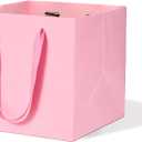 Pink Paper Gift Bag 10 in Paper Gift Box Large Square Bottom Kraft Paper Bags with Handles for Wedding Baby Shower Birthday Party (Pink, 10 x 10 x 10 in, 10 CT)
