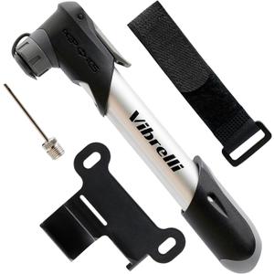 Vibrelli Mini Bike Pump - Presta & Schrader Bicycle Pump - 120 PSI Tire Pump for Road & MTB - No Valve Changing Needed (Silver)