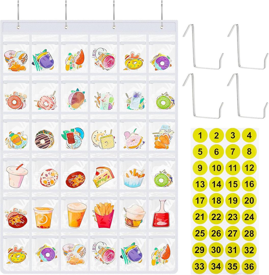 Faccito 1 Pcs Clear Pocket Hanging Portable Sticker Display for 4" Big Sticker Wall-mounted Card Organizer for Scrapbooking Supplies, Vendors, Collectors, Display Stands for Vendor Events