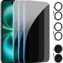 PEHAEL [3+3Pack for iPhone 16 Privacy Screen Protector with Camera Lens Protector Full Coverage Anti-Spy Tempered Glass Film 9H Hardness Easy Installation Bubble Free [6.1 inch]