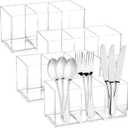 4Pack Acrylic Cutlery Storage Organizer, Transparent Plastic Silverware Utensil Holder Cutlery Spoon and Fork Holder Caddy for Party Kitchen Countertop Organization Knife Tableware