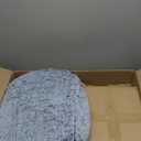 HollyHOME 15"(H) Bean Bag Ottoman Pouf, 6.6LB Memory Foam Filled Footstool for Sofa, Accent Stuffed Footrest Stool with Washable Cover, Single Footrest Stool for Living Room, Bedroom, Blue&Grey