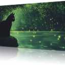 Large Mouse Pad Black Cat Extended Gaming Keyboard Desk Mat Non-Slip Rubber with Stitched Edge Desk Pad Suitable for Office Home Desktop Decoration (35.4 x 15.7 Inches)