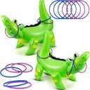 Civaner Alligator Inflatable Ring Toss Crocodile Game, Each Include 22" Inflatable Alligator Blow up Crocodile and 8 Rings, Alligators Party Decorations for Carnival Activities Safari