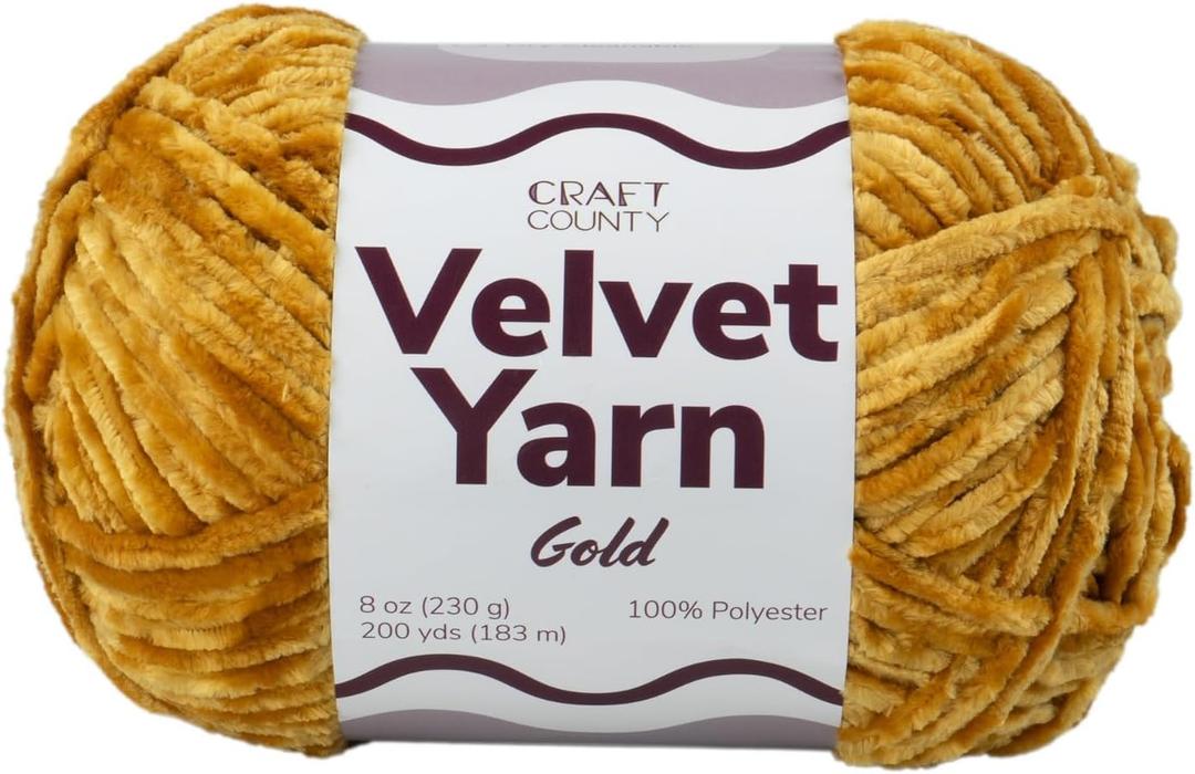 Craft County Bulky 5 Velvet Yarn Super Soft Polyester Yarn for Blankets, Home Dcor, and More!