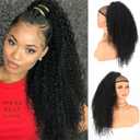 24 inch Drawstring Ponytail for Black Women Afro Kinky Curly Ponytail Extension Deep Curly Synthetic Hair Pieces for African American Women (Black)