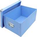 GUOZI Collapsible Storage Box, Decorative Memory Box with Lid & Metal Reinforced Corners, Cardboard File Bin with Handles, Organizer Gift Box for Keepsake Toy Photos Office Nursery Wardrobe Bookshelf (35*25*17.5cm, Blue)