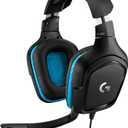 Logitech G432 Wired Gaming Headset, 7.1 Surround Sound, DTS Headphone:X 2.0, Flip-to-Mute Mic, PC (Leatherette) Black/Blue