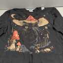 Cottagecore Aesthetic Black Cat Mushroom Hat Witchy Floral Long Sleeve T-Shirt (XL) Blac