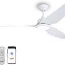 Modern White Ceiling Fans with Lights and Remote, 3 Blade High CFM Indoor Outdoor Smart Quiet DC Motor Ceiling Fan for Bedroom Living Room Patio Gazebo Porch, 56 Inch
