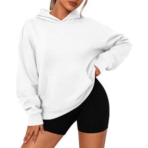 PRETTYGARDEN Womens Oversized Hoodies Fleece Sweatshirts Fall Fashion 2026 Long Sleeve Pullover Tops Y2k Winter Clothes (White,X-Large)