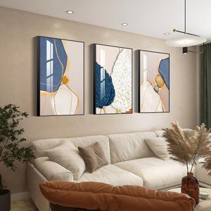 Bright Style Wall Art Set of 3 Frames Canvas Wall art Decor Abstract Minimalism Natural Posters & Prints, large Size Wall Art For Living room Bedroom Kitchen Office (24 "X 16" X 3 pieces, Blue) (White)