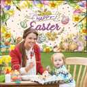 Happy Easter Decorations Banner Watercolor Painting Bunny Colorful Eggs Easter Photography Backdrop Spring Egg Hunt Party Decorations Banner(7x5FT210x150cm)