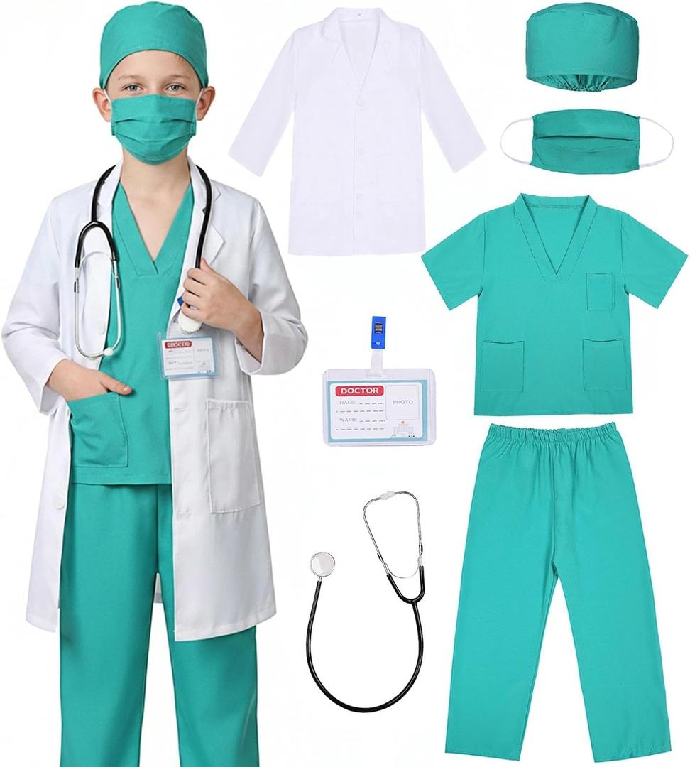 Costumerry Doctor Costume for Kids Toddler Doctor Costume for Boys Girls Halloween Dress Up Party (10-12 Years)