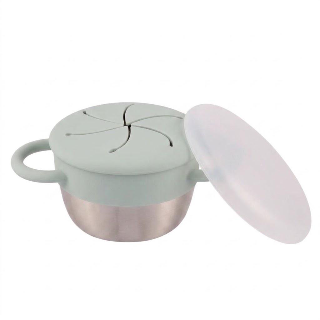 Elk and Friends Stainless Steel Snack Cups | Removable Silicone Food Catcher and Travel Lid | Spill-Proof Snack Containers for Baby, Toddler, Kids | Dishwasher Safe | 1 Pack