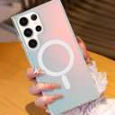 2 x AIGOMARA Designed for Samsung Galaxy S22 Ultra Case [Compatible with Magsafe] [Fluorescent Iridescent Color] Slim Shockproof Translucent Matte Protective Phone Case for Women Girls 6.8 Inch