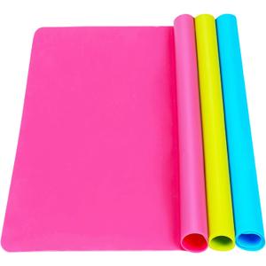 3 Pack Silicone mat Large Silicone Sheets for Crafts, Liquid, Resin Jewelry Casting Molds Mat, Silicone Placemat 15.7 x 11.8 (Blue & Rose Red & Green)