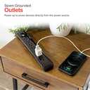 GE 7-Outlet Surge Protector, 4 Ft Power Cord, 1080 Joules, Flat Plug, Power Filter, Circuit Breaker, UL Listed, Black, 34460