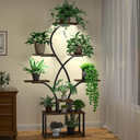 Nidouillet Plant Stand Indoor with Grow Lights, 8-Tiered Lighted Plant Shelf, 62" Tall Plant Stand for Plants Multiple, Metal Plant Flower Holder, S-Shaped Plant Rack for living room Home Decor