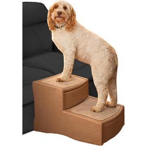 Pet Gear Easy Step II Extra Wide Pet Stairs, 2 Step for Dogs/Cats up to 200 pounds, Removable/Washable Carpet, Easy Assembly (No Tools Required), Camel