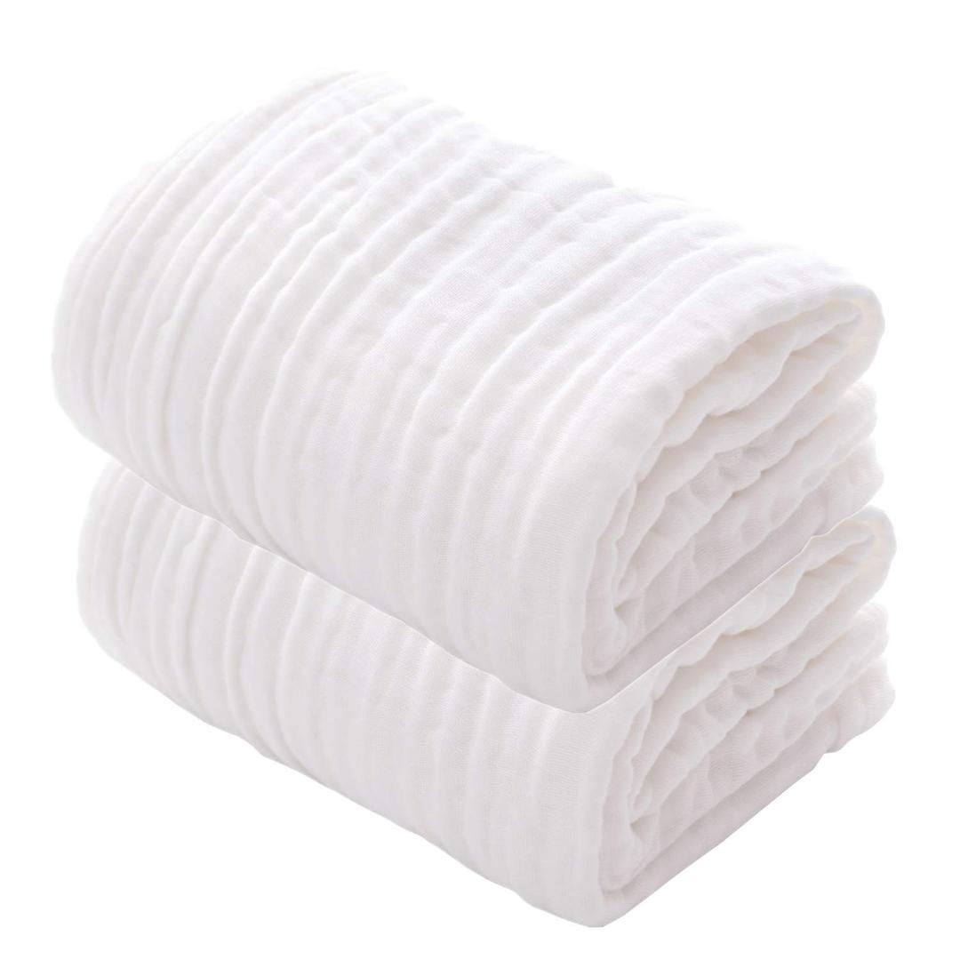 MUKIN Baby Bath Towels, Super Soft Cotton Receiving Blanket for Baby's Delicate Skin,2Pack Swaddle Blanket for Newborns Toddlers Boy Girl,Baby Registry as Shower (White+White), 
41.3"L x 41.3"W