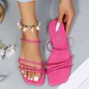 GORGLITTER Women's Cute Strappy Sandals Flat Sandals Toe Ring Summer Slide Sandal Slip on Flip Flops Vacation Trendy Sandals 2025 Light Hot Pink 7.5 (Pink)