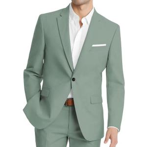 HUUTOE Mens Suits Regular Fit 2 Piece Slim Fit Suits for Men Wedding Prom Suit Separates Blazer Jacket Pants Set Guest (XX-Large, Sage Green)