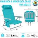 #WEJOY Beach Chair for Adults, Reclining Adjustable Position,Lay Flat Lightweight Folding Portable Aluminum Chair with Backpack Straps,Padded headrest, Heavy Duty 400 lbs Lawn Chair for Beach, 2 Pack