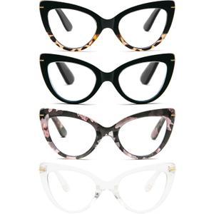MMOWW Cat Eye Reading Glasses Fashion Cute Reader for Women +4.00