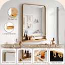 Novabright 28x18 Inch Bathroom Mirror with Shelf, Gold Metal Frame, 2 in 1