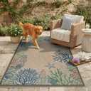 LIVEBOX Modern 3x5 Jute Outdoor Patio Rug, Washable Rugs for Entryway Porch, Coastal Animal Boho Farmhouse Carpet, Non Slip Front Door Mat for Outdoor Indoor Entryway Guestroom Decor (Blue 3'x5')