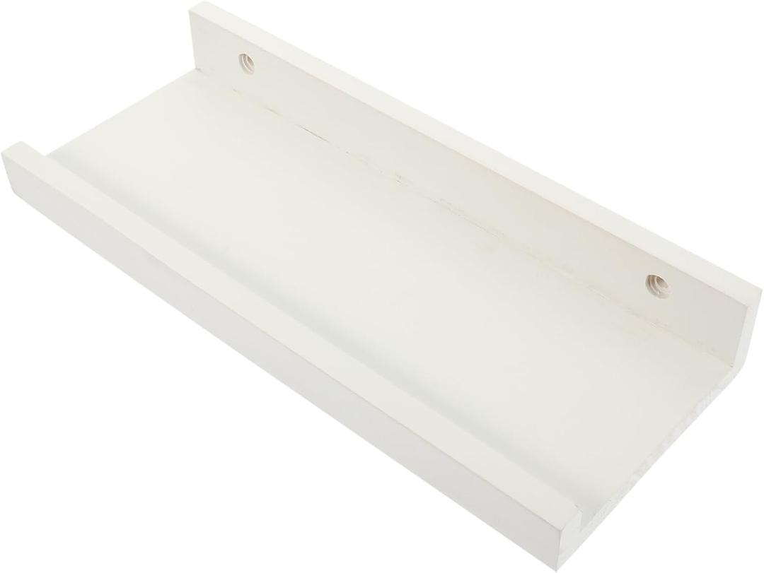 Elegant White Floating Shelf Wall Storage Rack Space-Saving Farmhouse Wall Shelf Floating Lip Sturdy Wooden Storage Stand for Bedroom, Pack Of 2 