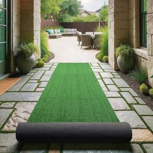Ottomanson Artificial Grass Turf 2'7" x 9' Indoor Outdoor Faux Grass Rug with Drainage Holes, Customizable with Extra Long Size Options, Perfect for Patio Lawn Balcony Weddings Photoshoot Backdrop (Low Pile - Grass Green)