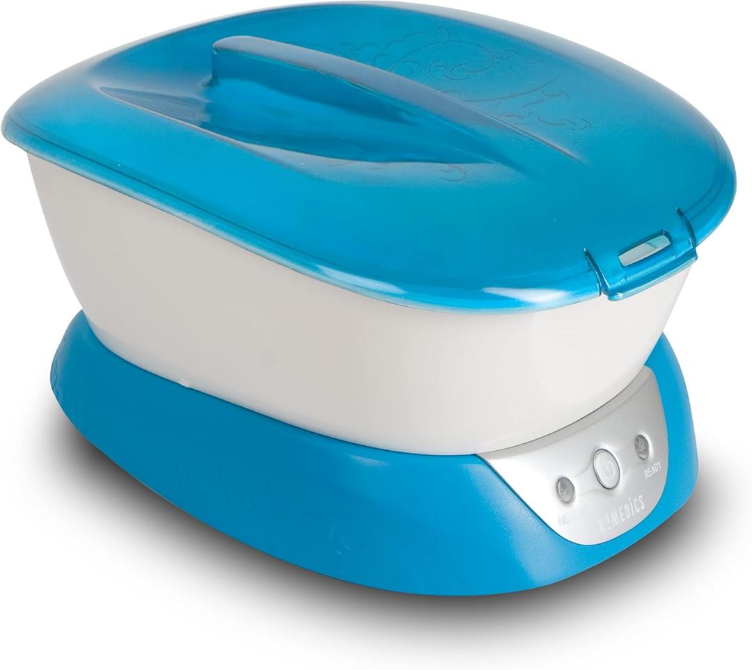Homedics Paraffin Wax Machine for Hands - Hypoallergenic Hot Wax Hand Therapy Machine to Soothe and Moisturize Hands - Includes 3 Pounds of Wax and 20 Hand Liners (1 Count (Pack of 1), Blue)