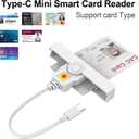 CAC Reader Type C, USB C SmartFold CAC Reader, USB C DOD Military Common Access Smart Card Reader and ID Card Reader,Compatible with Mac Os, Windows,Linux(Mini Foldable and Portable Type C)