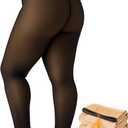 Plus Size Fleece Lined Tights Women, 300g Warm Pantyhose Leggings, Fake Translucent Thermal Tights Winter (5X-Large-6X-Large, Black)