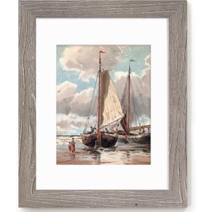 Fun Memories 11x14 Picture Frame-Real Tempered Glass, Rustic Wooden Photo Frames 11 x14, Display Pictures 8x10 with Mat or 11x 14 Without Mat, 11x14 Picture Frame for Wall Mounted, Grey, 1 Pack