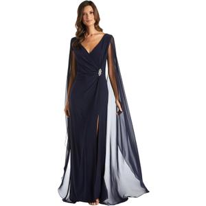 Dressbarn Women's Heavenly Grace Cape Gown (10, Navy)