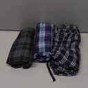Real Essentials 3 Pack: Men's Soft Cotton Flannel Pajama Pants PJ Lounge Bottoms Elastic Waist Pockets (Big and Tall) (Large)